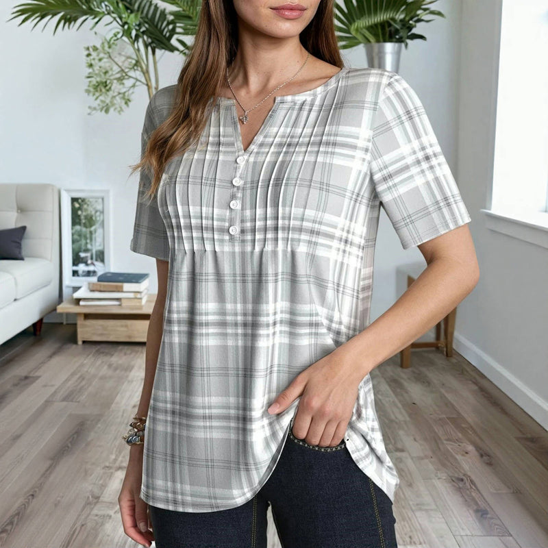 Blouse À Carreaux Décontractée