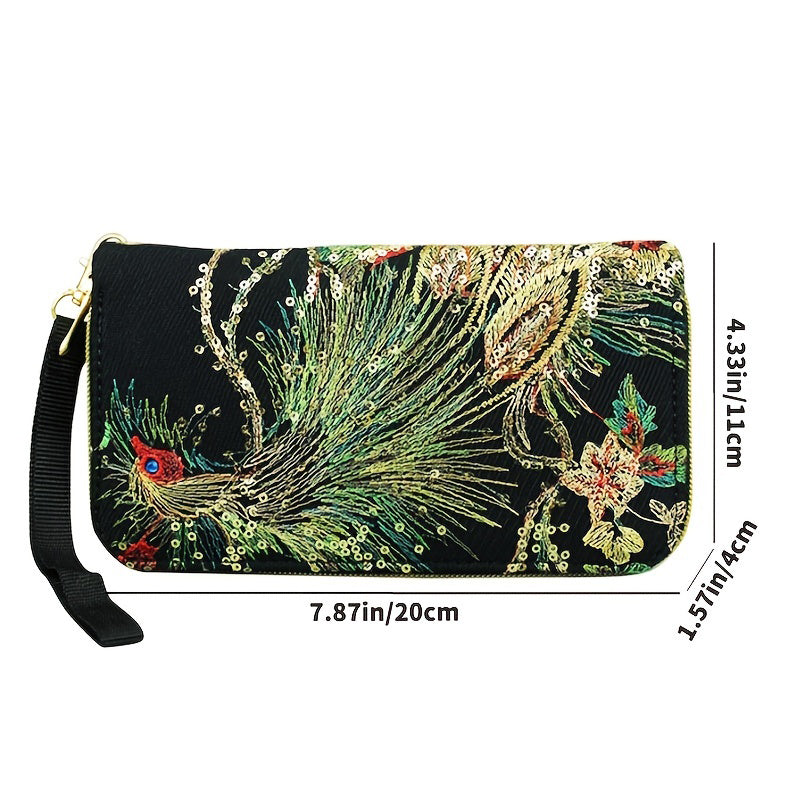 Sac Brodé Paon De Style Ethnique