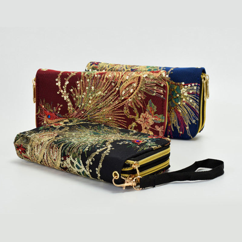 Sac Brodé Paon De Style Ethnique