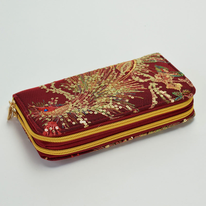 Sac Brodé Paon De Style Ethnique