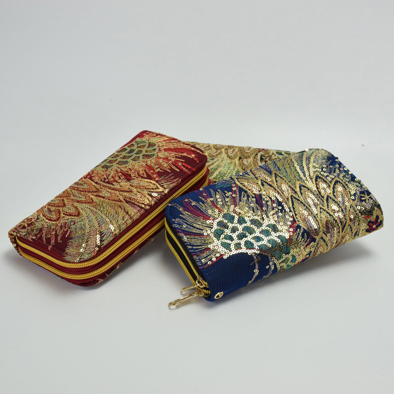 Sac Brodé Paon De Style Ethnique