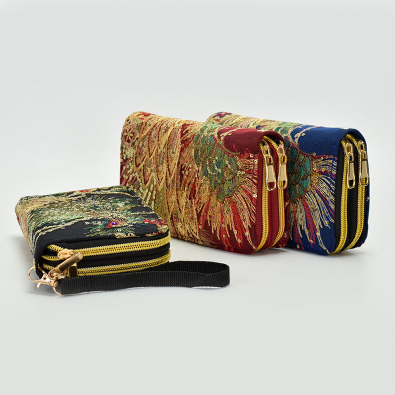 Sac Brodé Paon De Style Ethnique