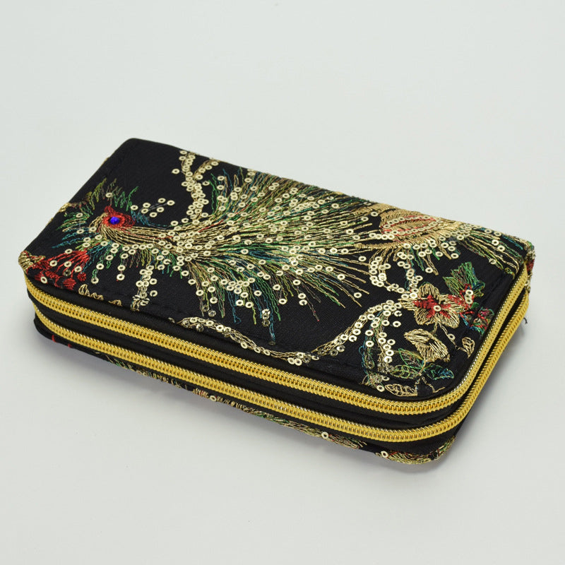 Sac Brodé Paon De Style Ethnique