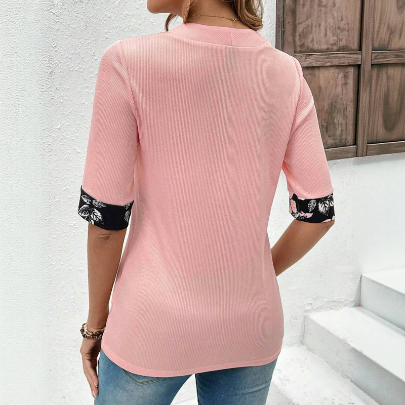 Blouse Élégant À Patchwork Floral