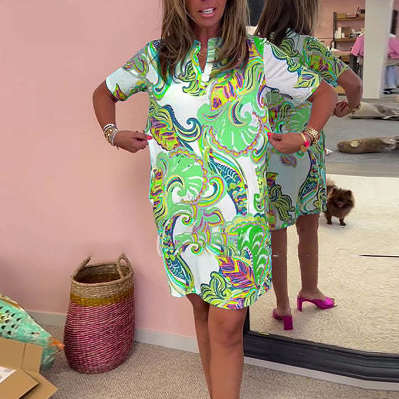 Heloise | Robe à imprimé coloré à décolleté en V