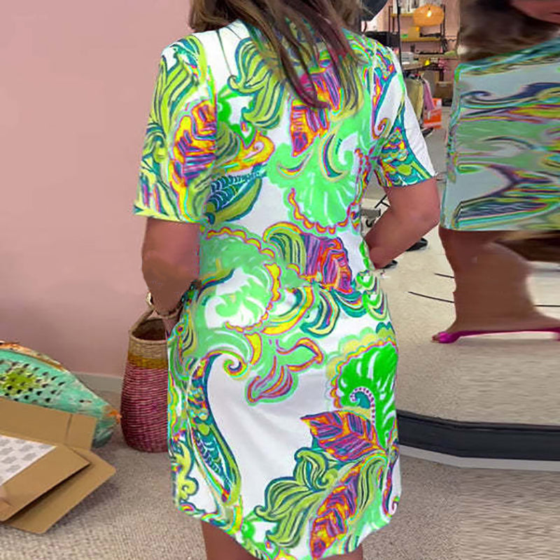 Heloise | Robe à imprimé coloré à décolleté en V