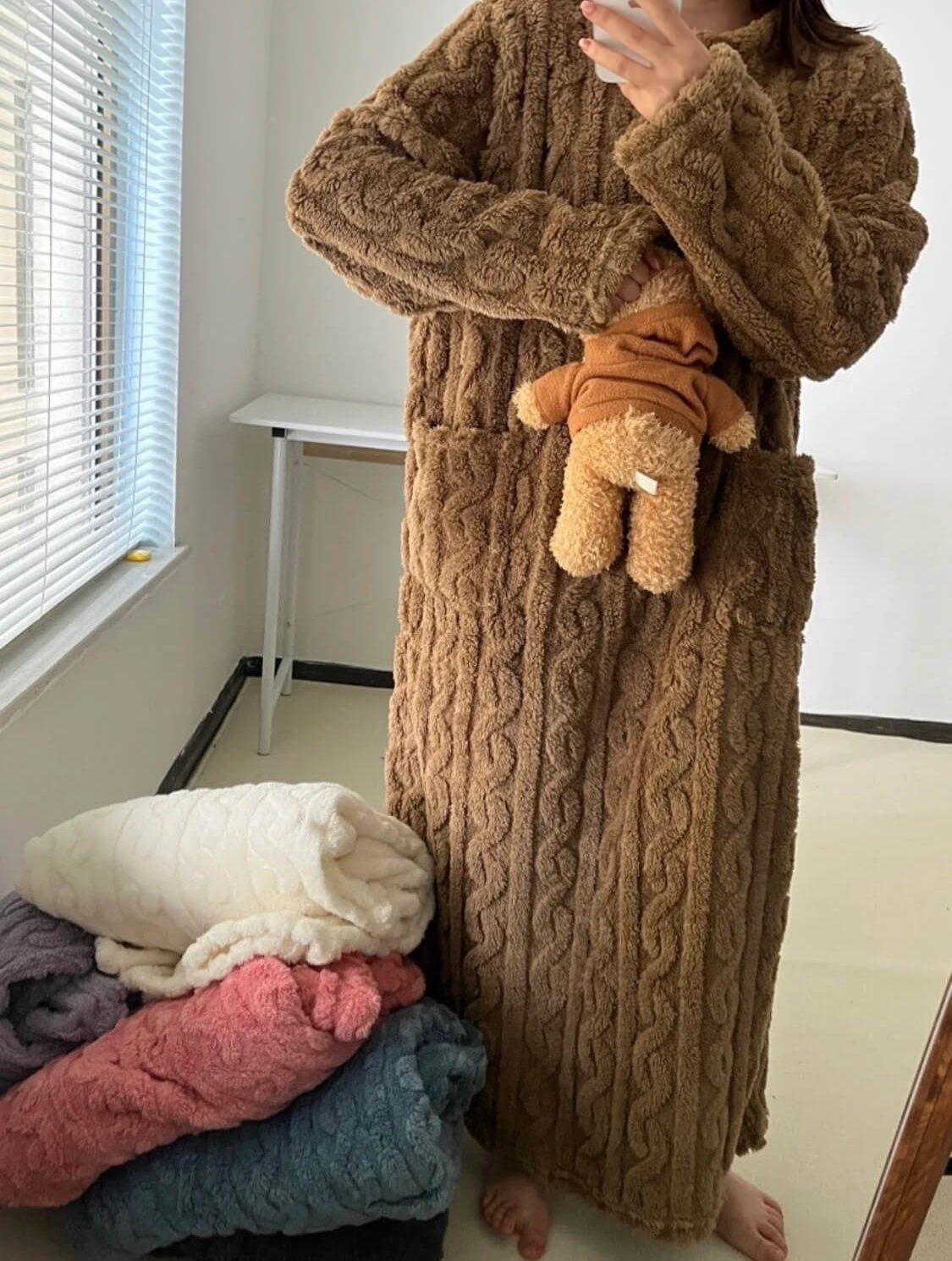 Cozy | Zimowy komplet domowy z koralowego aksamitu