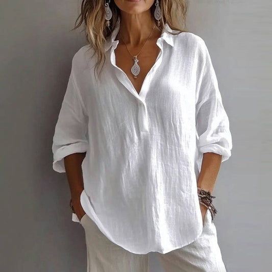 Blouse Décontractée De Couleur Unie