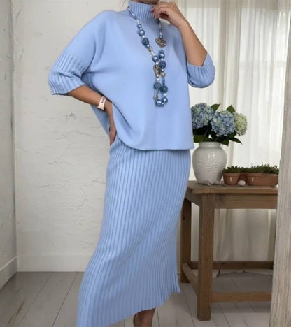 Hestia | Dzianinowy komplet ze spódnicą midi