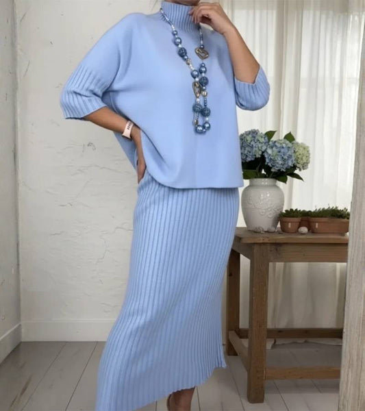 Hestia | Dzianinowy komplet ze spódnicą midi