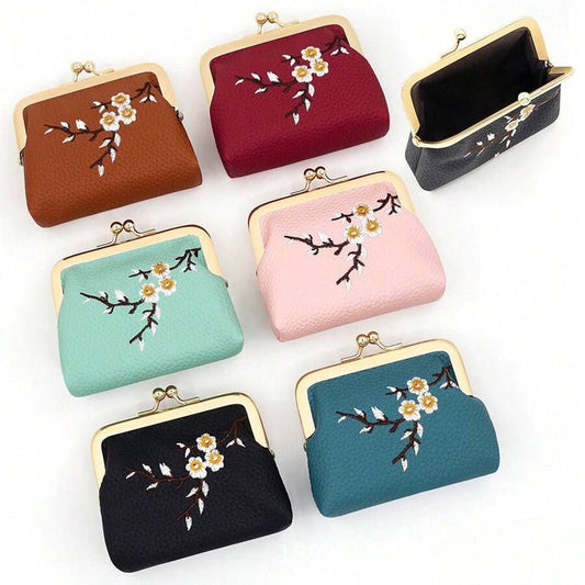 Porte-Monnaie Brodé Floral Vintage