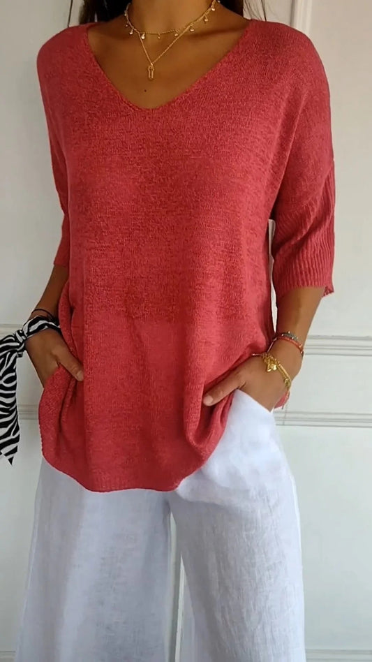 Anna | Haut en Tricot à Col V pour Femme