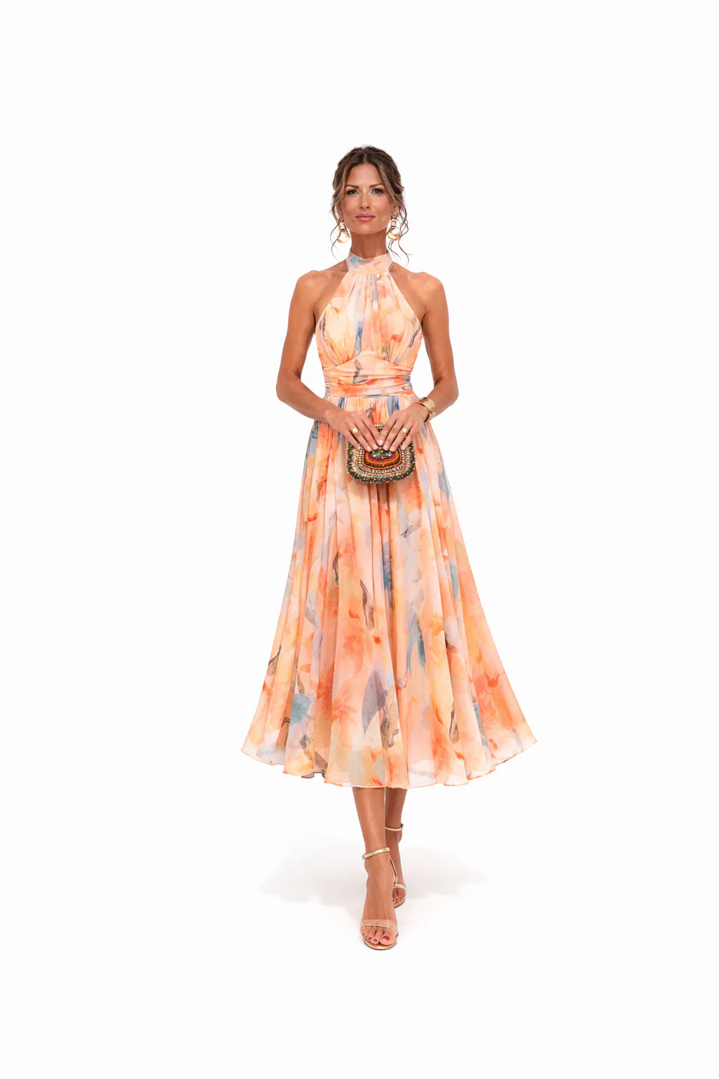 Melania | Zwiewna sukienka maxi z odkrytymi plecami