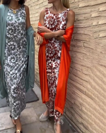 Jadwiga | Elegancka długa sukienka z kardiganem