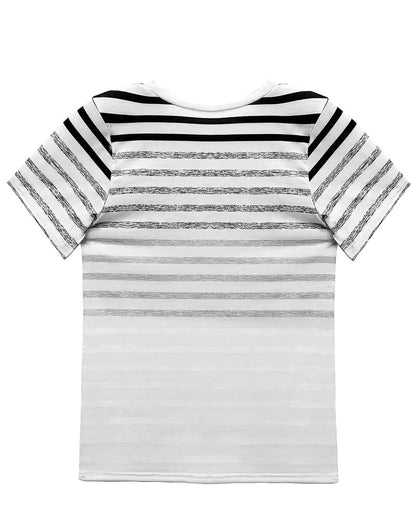 Kellie - T-shirt à col rond à manches courtes rayé