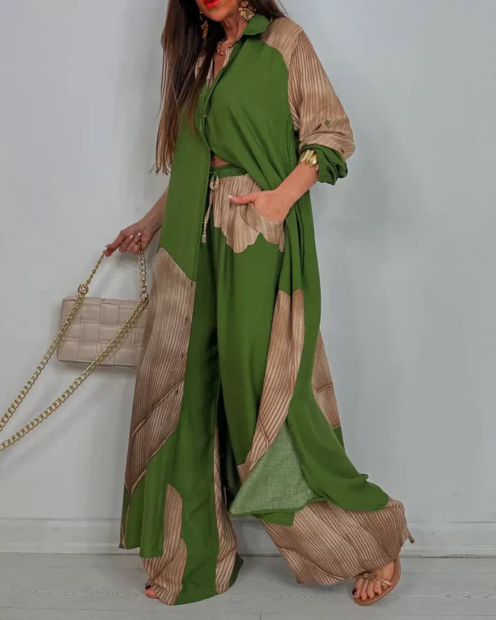 Elwira | Dwuczęściowy letni komplet z lekkiej tkaniny