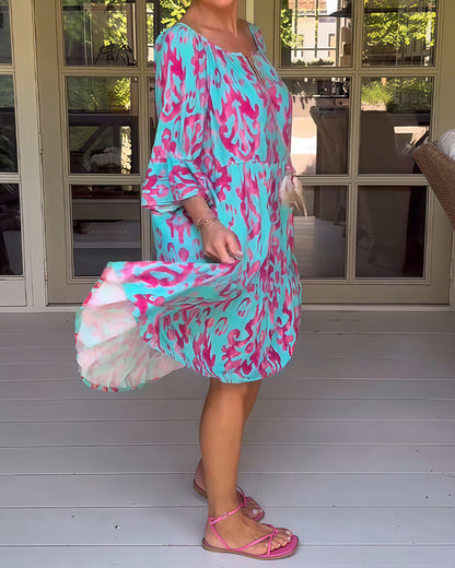 Marisela | Sukienka z nadrukiem i luźnymi rękawami