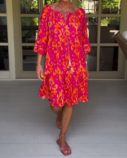 Marisela | Sukienka z nadrukiem i luźnymi rękawami