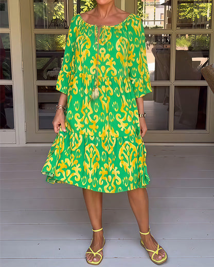 Marisela | Sukienka z nadrukiem i luźnymi rękawami