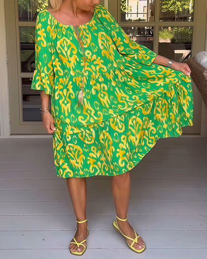 Marisela | Sukienka z nadrukiem i luźnymi rękawami