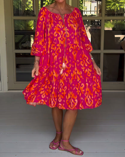 Marisela | Sukienka z nadrukiem i luźnymi rękawami