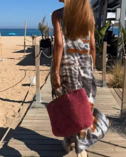 Celestyna | Sukienka bez rękawów z nadrukiem tie-dye