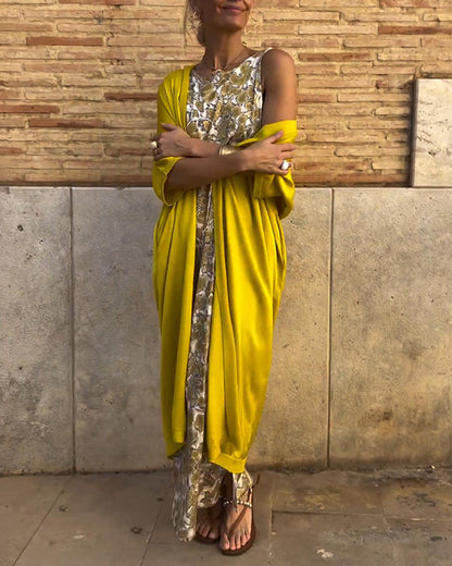 Jadwiga | Elegancka długa sukienka z kardiganem