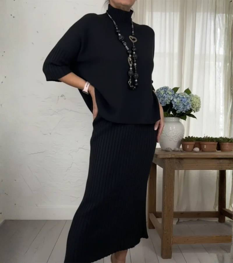 Hestia | Dzianinowy komplet ze spódnicą midi