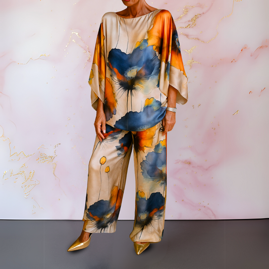 Marieta | Satynowy komplet dwuczęściowy