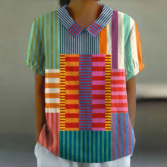 Blouse À Rayures Colorées Vintage