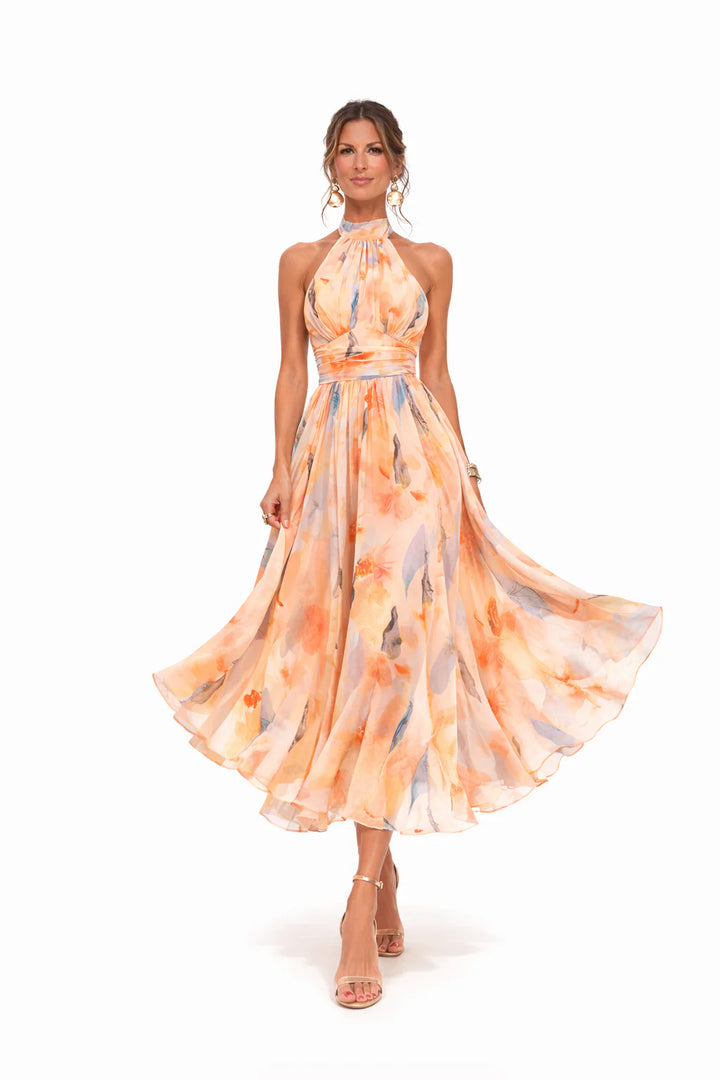 Melania | Zwiewna sukienka maxi z odkrytymi plecami