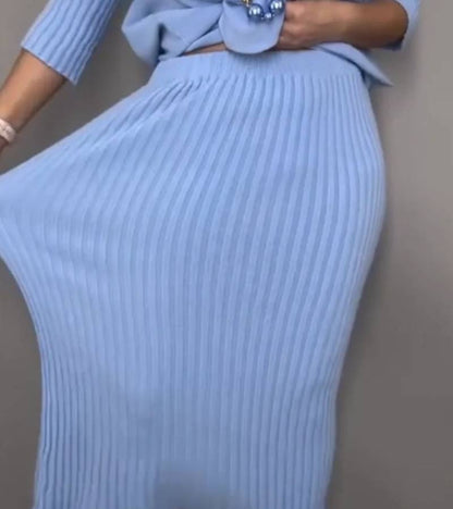 Hestia | Dzianinowy komplet ze spódnicą midi