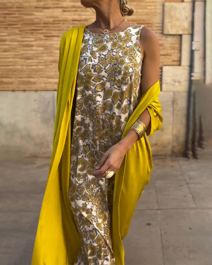 Jadwiga | Elegancka długa sukienka z kardiganem