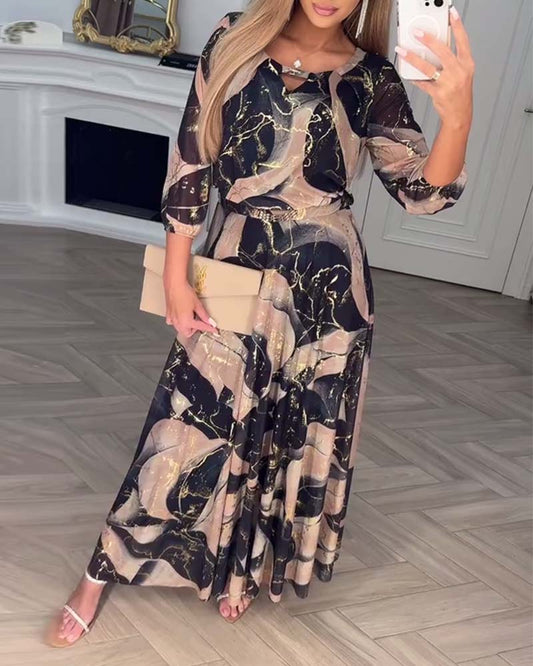 Robe Chic à Imprimé Taille Cintrée
