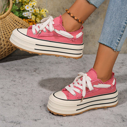 Baskets à Semelle Compensée avec Franges