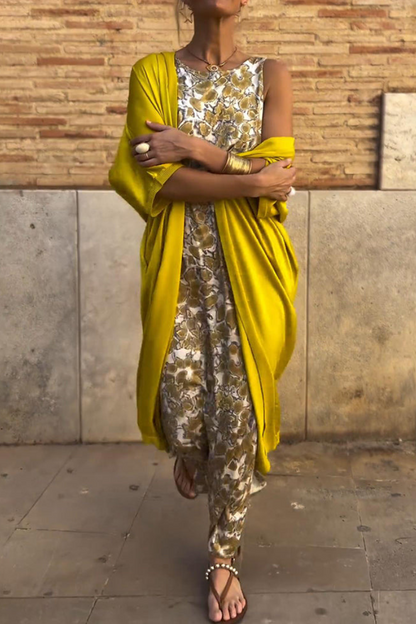 Jadwiga | Elegancka długa sukienka z kardiganem