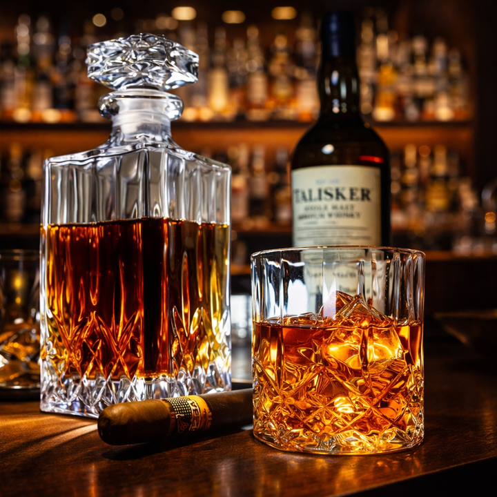 Butelki whisky | Zestaw butelek i szklanek