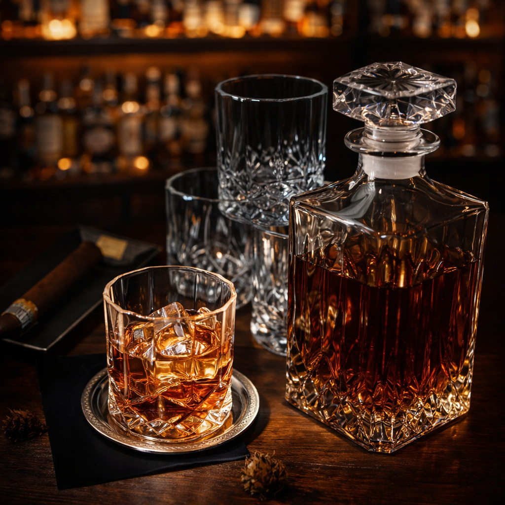 Butelki whisky | Zestaw butelek i szklanek