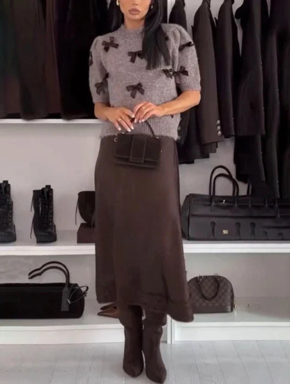 Ryliana | Elegancki komplet sweter i spódnica