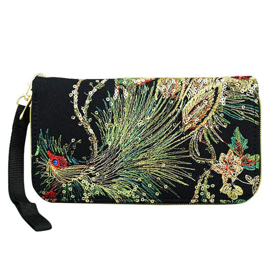 Sac Brodé Paon De Style Ethnique