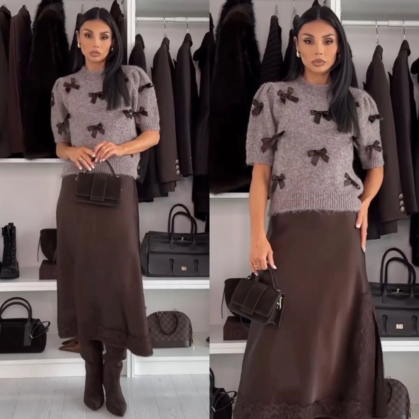 Ryliana | Elegancki komplet sweter i spódnica