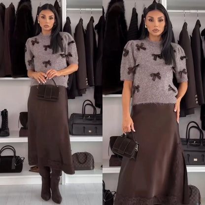Ryliana | Elegancki komplet sweter i spódnica