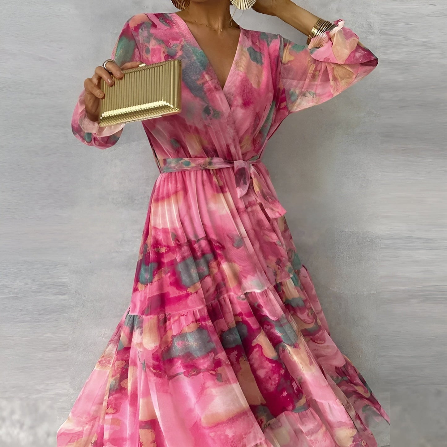 Milada | Elegancka letnia sukienka maxi z paskiem