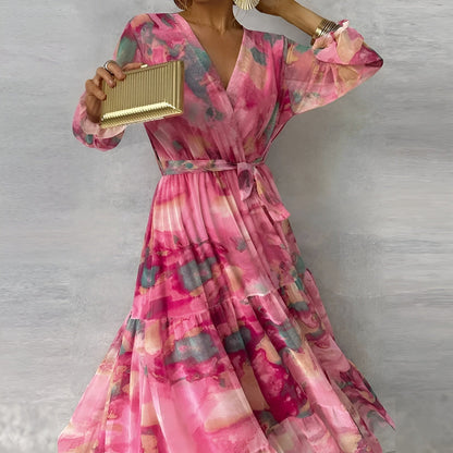 Milada | Elegancka letnia sukienka maxi z paskiem