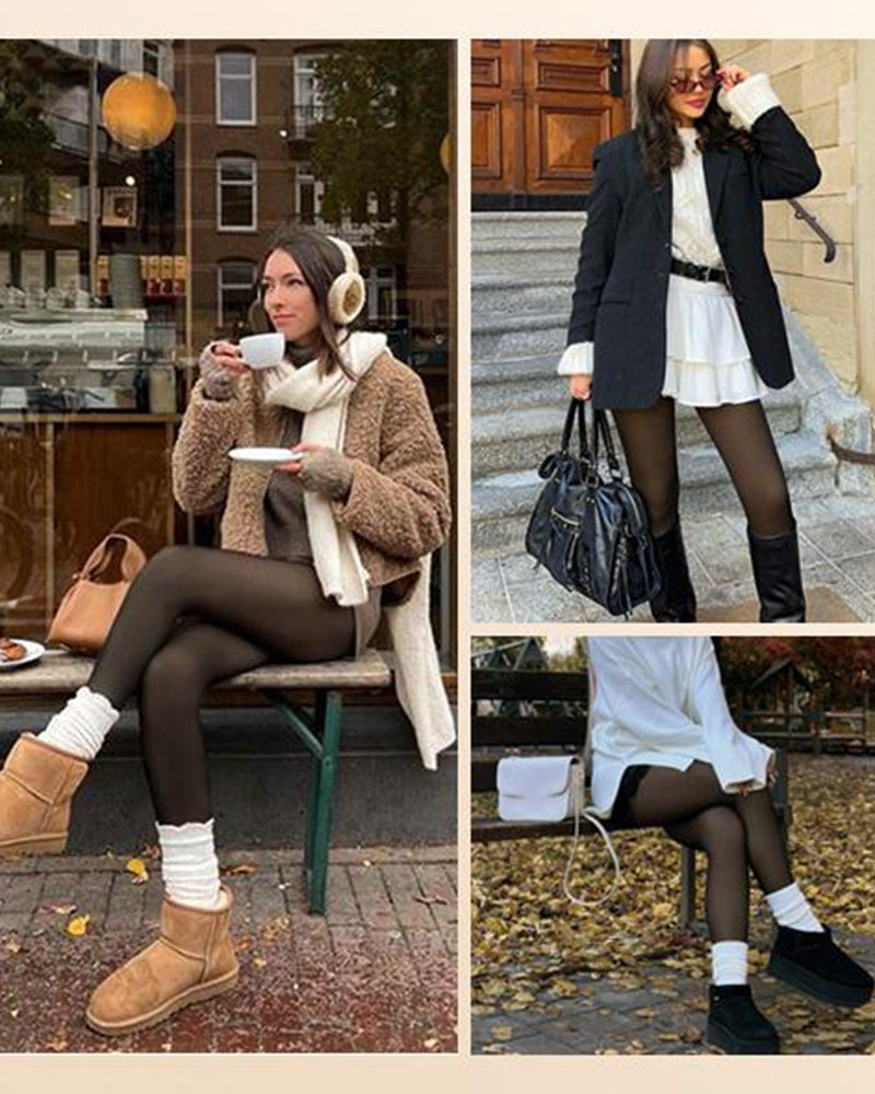 Florina | Półprzezroczyste rajstopy z podszewką z polaru