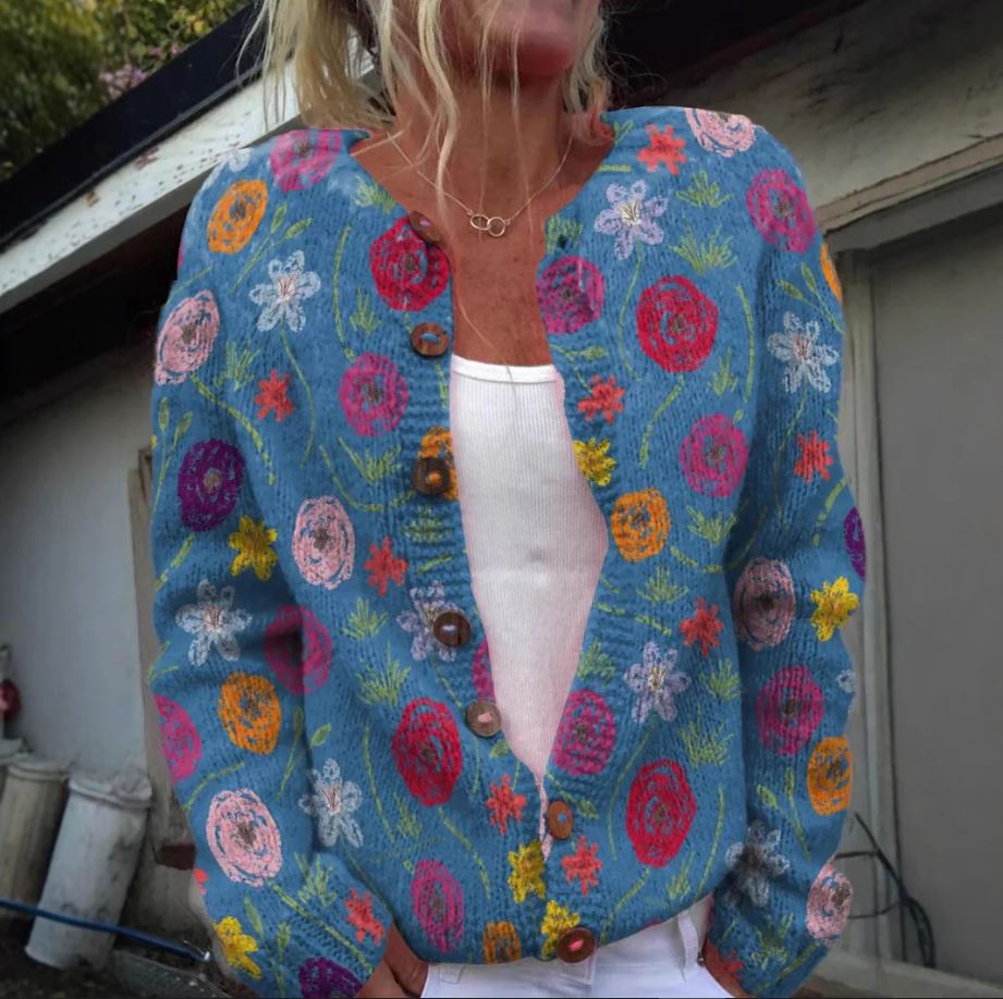 Tilda | Gilet Bleu à Imprimé Floral