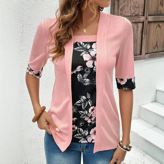 Blouse Élégant À Patchwork Floral