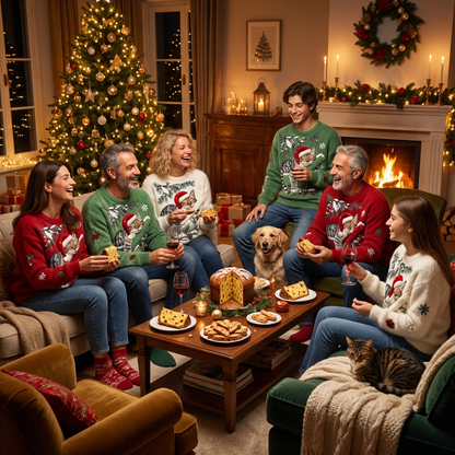 Biengojna | Pluszowy świąteczny sweter z kotkiem