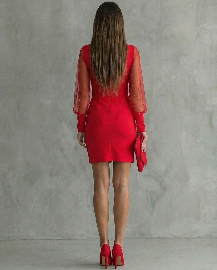 Elena | Sukienka midi z odkrytymi ramionami