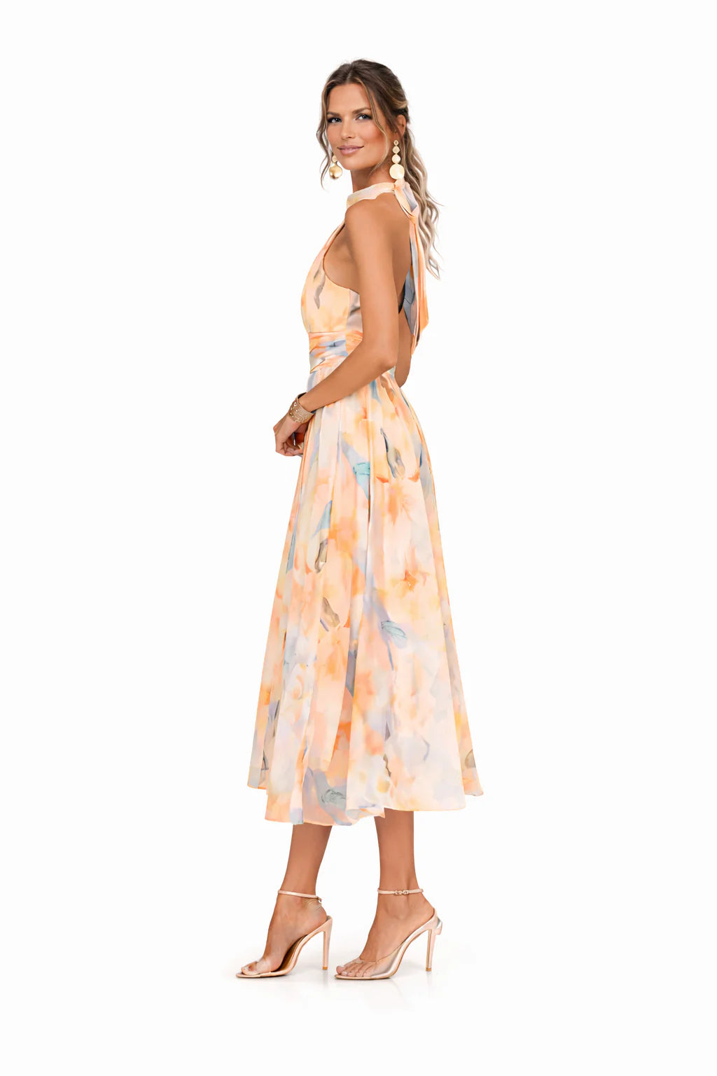 Melania | Zwiewna sukienka maxi z odkrytymi plecami